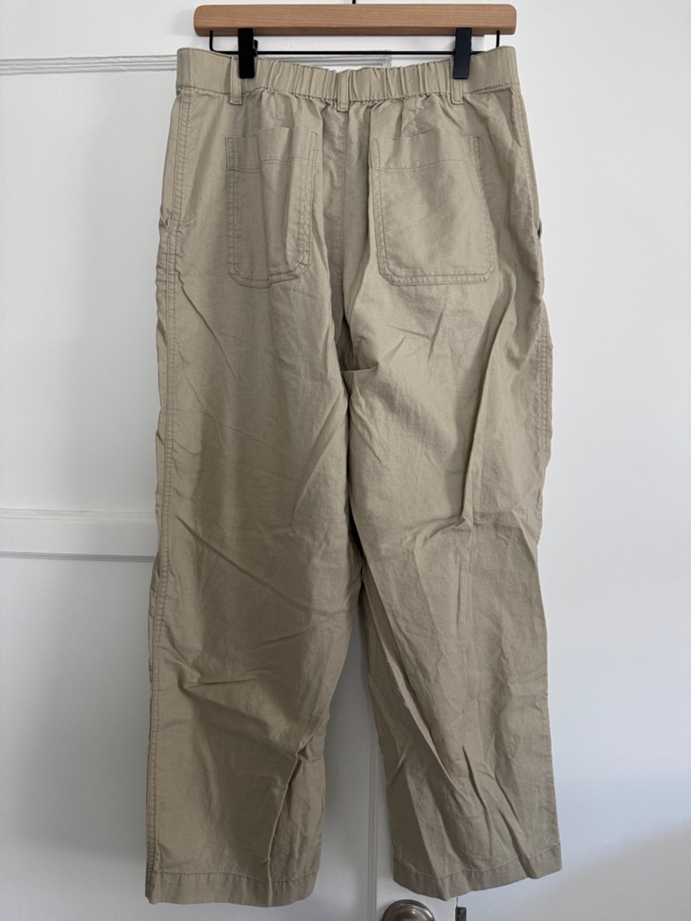 Uniqlo Barrel Linen Classic Khaki Cotton Pants - Picture 2 of 2